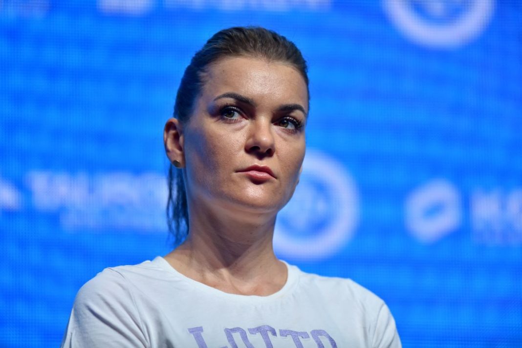 Agnieszka Radwańska na konferencji.