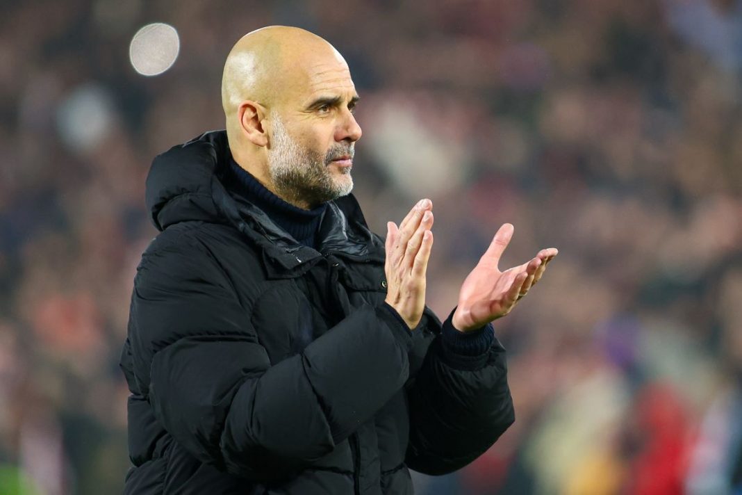 Pep Guardiola na zbliżeniu.