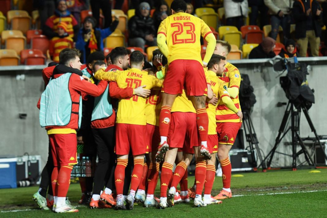jagiellonia-cercle-liga-konferencji Radość piłkarzy Jagiellonii Białystok.