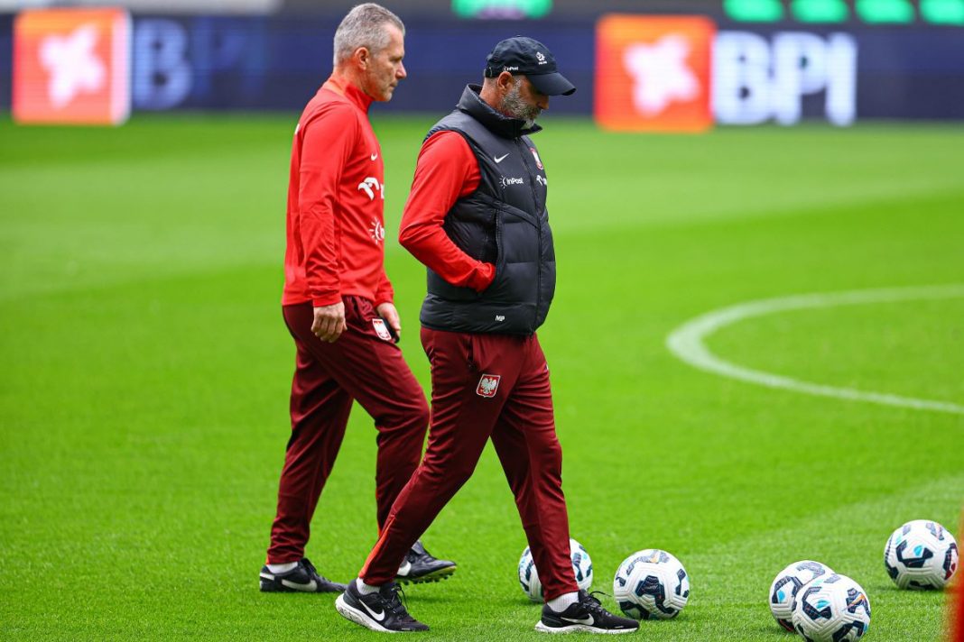 Michał Probierz na treningu reprezentacji.