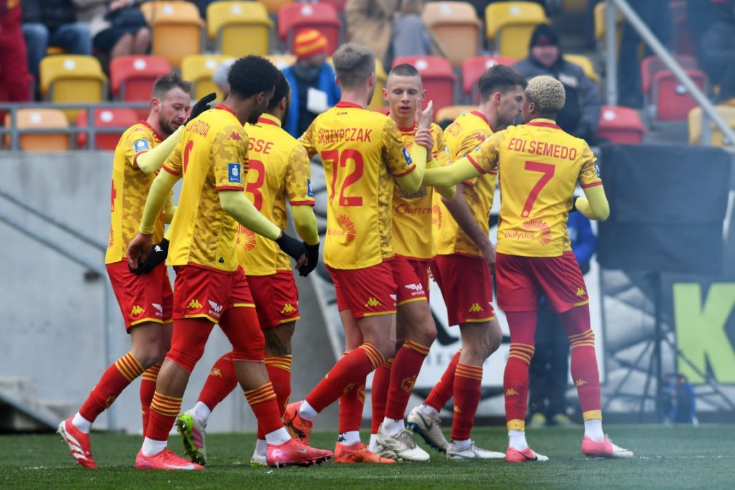 Radość piłkarzy Jagiellonii Białystok.