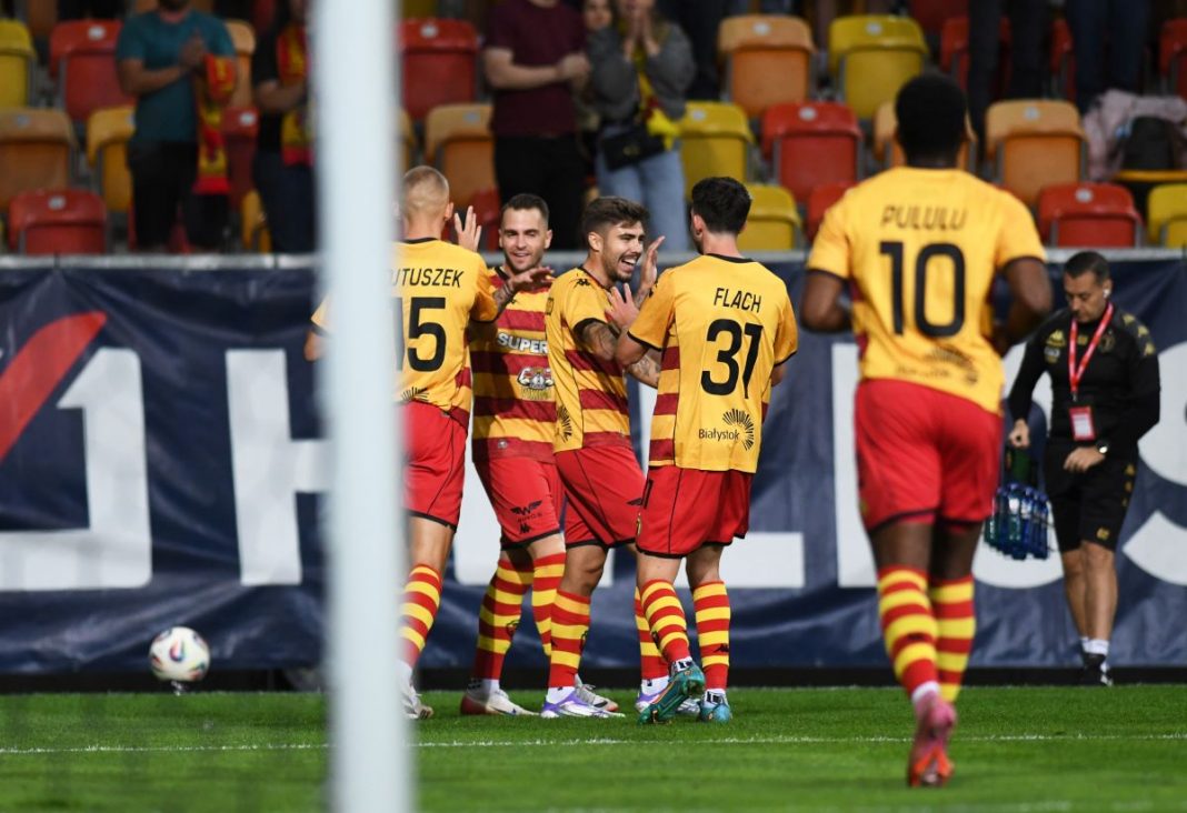 Radość piłkarzy Jagiellonii Białystok.