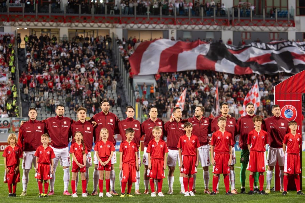 Reprezentanci Polski przed meczem.