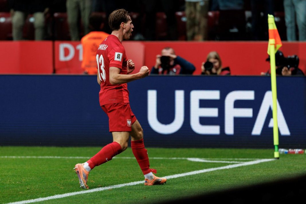 Jakub Kamiński radość po strzeleniu gola Holandii.