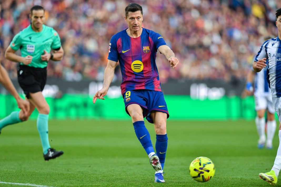 Robert Lewandowski w barwach Barcelony.