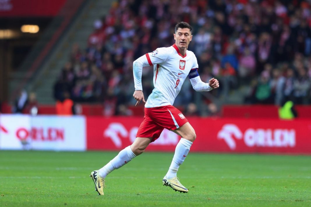 Robert Lewandowski w barwach reprezentacji Polski.