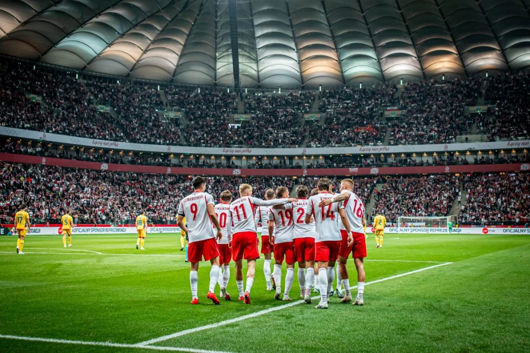Radość piłkarzy reprezentacji Polski po strzeleniu gola.