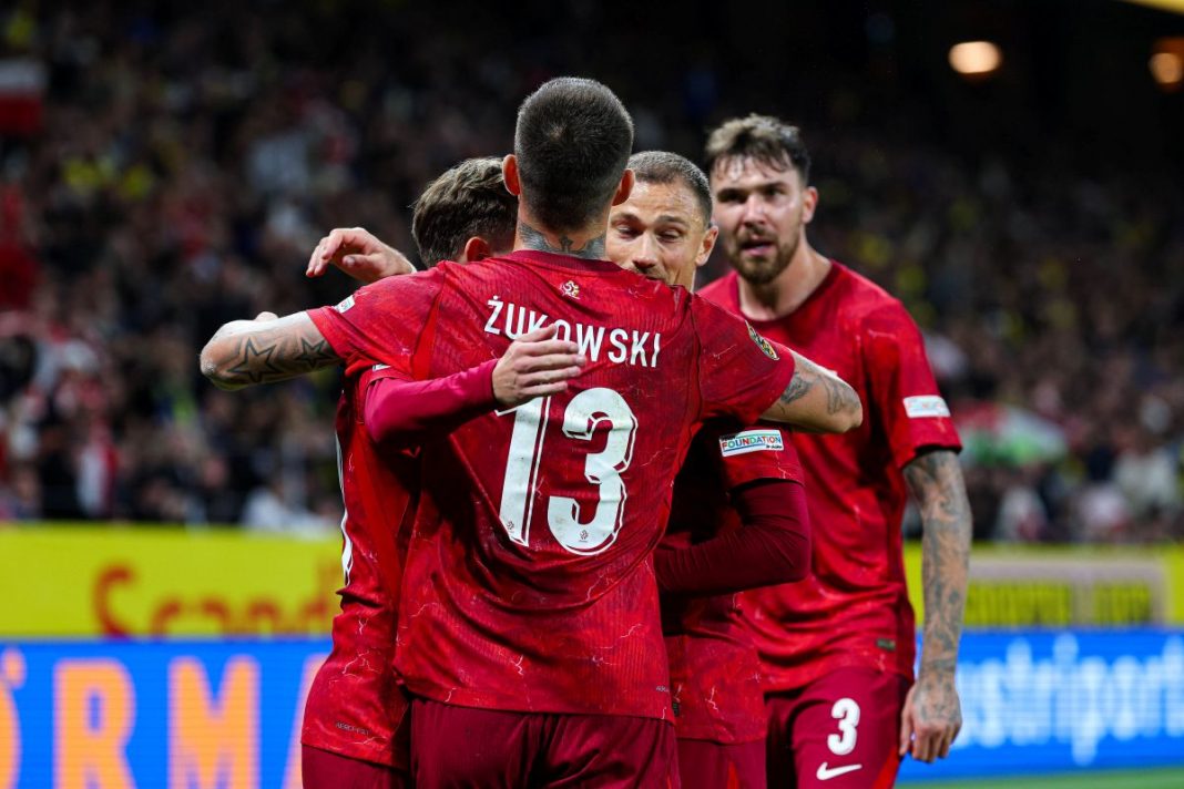 Radość reprezentantów Polski po strzeleniu gola.